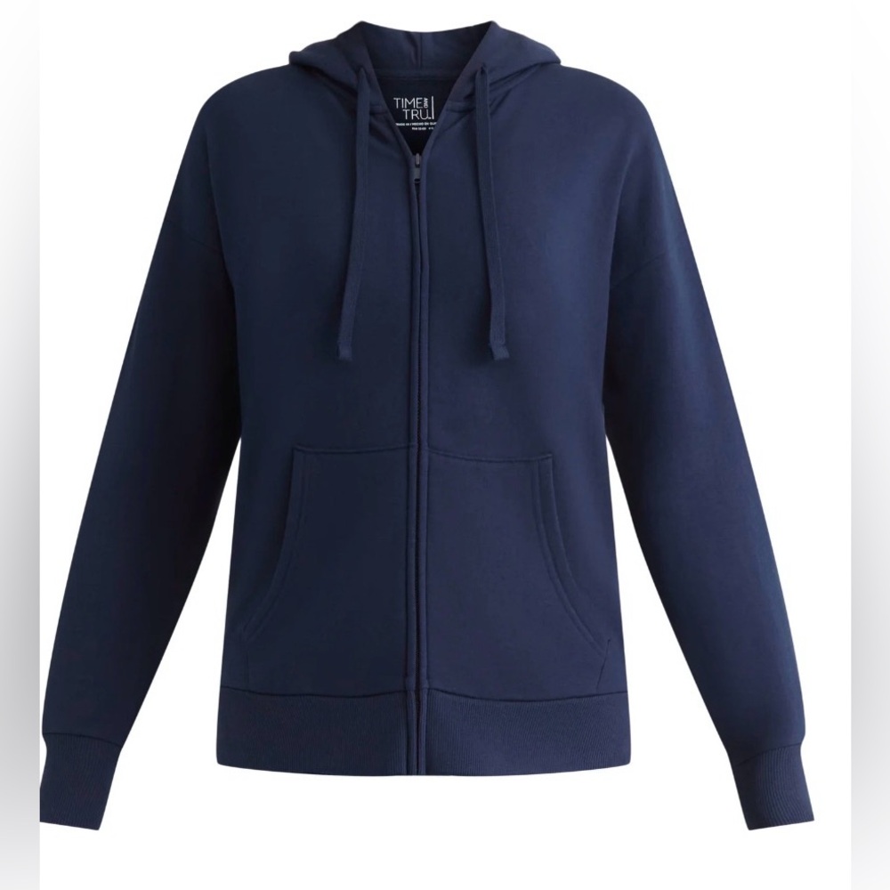 Time And Tru Women’s Navy Blue Relaxed Fit Jacket Front Zipping Sz XL Brand New